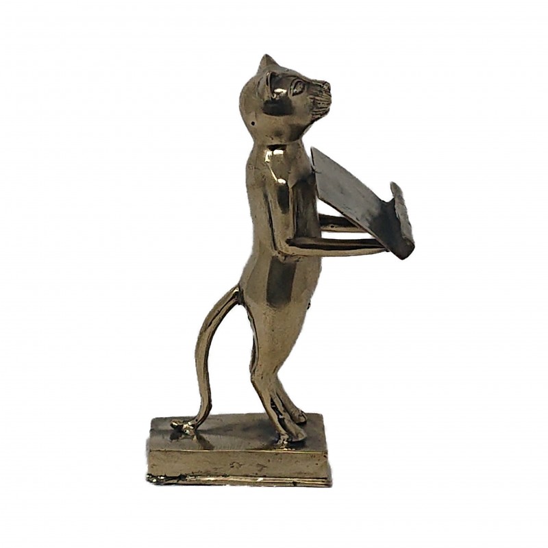 CAT CARD TRAY BRASS GOLD COLORED - STATUES